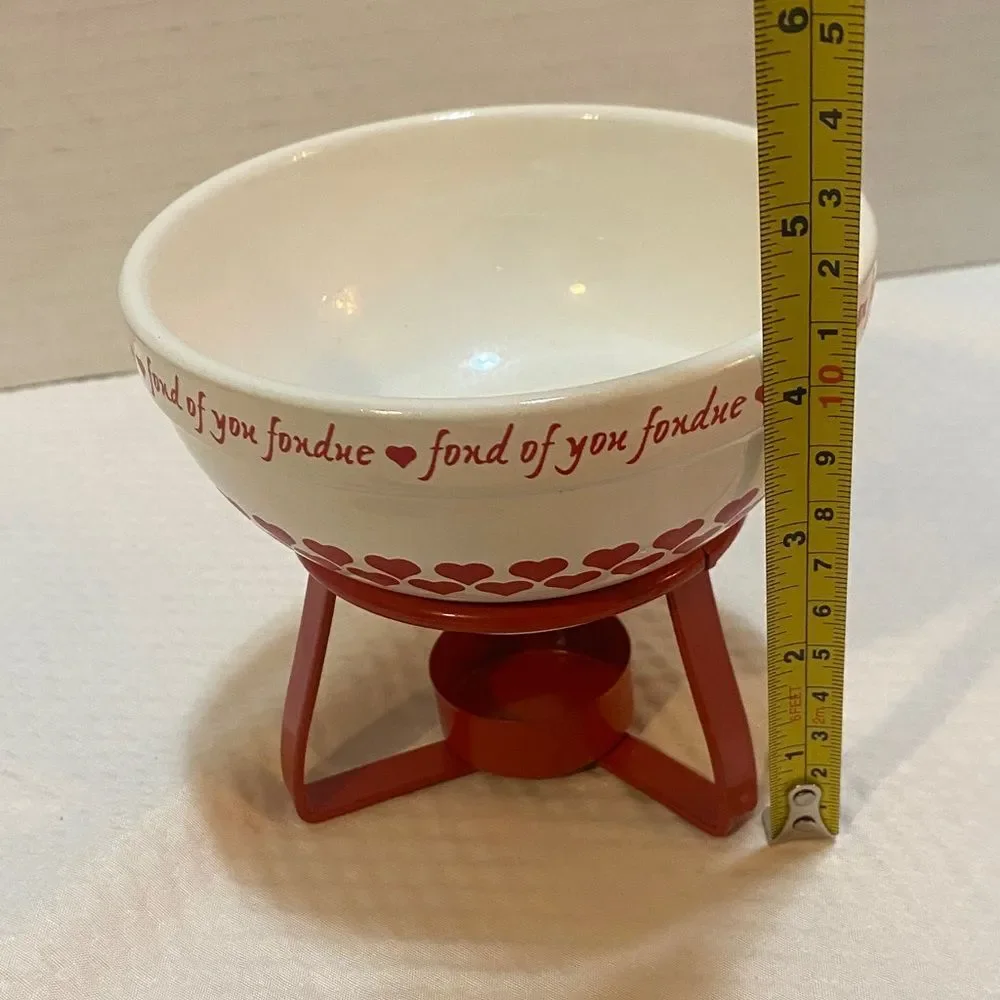 PAI Fondue Serving Set “Fond of you Fondue” & Red Hearts with 4 Serving Forks